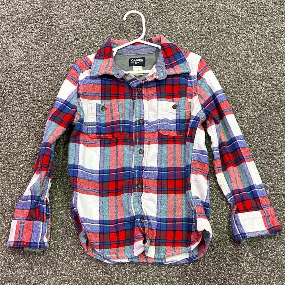 OshKosh B'gosh Red and Blue Plaid Button Down Shirt